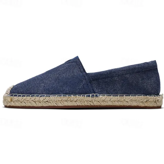 Clearance OUKU Men's Red Canvas Espadrille Slip-On Shoes with Jute Rope Sole – Comfortable Summer Footwear