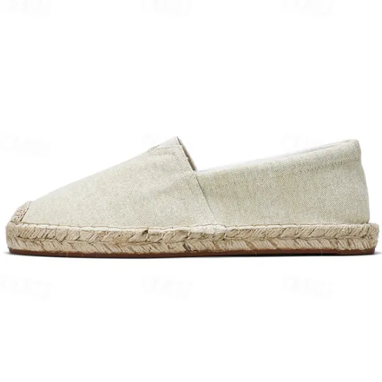 Clearance OUKU Men's Red Canvas Espadrille Slip-On Shoes with Jute Rope Sole – Comfortable Summer Footwear