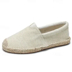 Clearance OUKU Men's Red Canvas Espadrille Slip-On Shoes with Jute Rope Sole – Comfortable Summer Footwear