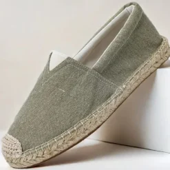 Clearance OUKU Men's Red Canvas Espadrille Slip-On Shoes with Jute Rope Sole – Comfortable Summer Footwear