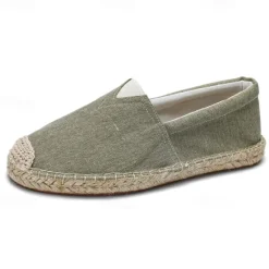Clearance OUKU Men's Red Canvas Espadrille Slip-On Shoes with Jute Rope Sole – Comfortable Summer Footwear