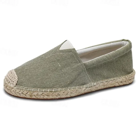 Clearance OUKU Men's Red Canvas Espadrille Slip-On Shoes with Jute Rope Sole – Comfortable Summer Footwear