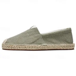 Clearance OUKU Men's Red Canvas Espadrille Slip-On Shoes with Jute Rope Sole – Comfortable Summer Footwear