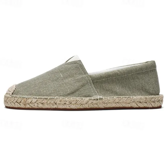 Clearance OUKU Men's Red Canvas Espadrille Slip-On Shoes with Jute Rope Sole – Comfortable Summer Footwear