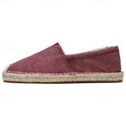 Clearance OUKU Men's Red Canvas Espadrille Slip-On Shoes with Jute Rope Sole – Comfortable Summer Footwear
