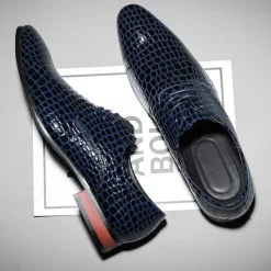 Clearance OUKU Men's Red Crocodile Pattern Lace-Up Dress Shoes - Sleek Patent Faux Leather Oxford Shoes for Christmas,Formal Events and Parties