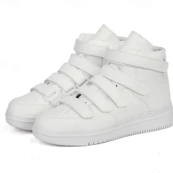 Hot OUKU Men's Red High-Top Velcro Sneakers with Non-Slip Sole - Stylish Casual Footwear