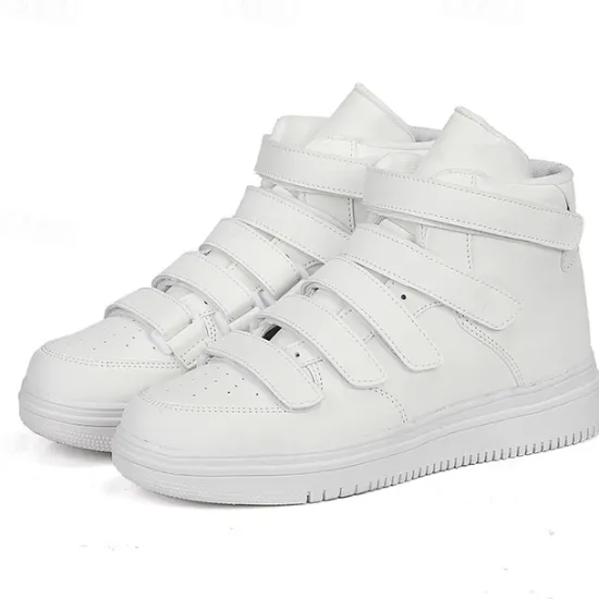 Hot OUKU Men's Red High-Top Velcro Sneakers with Non-Slip Sole - Stylish Casual Footwear