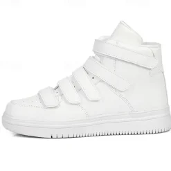 Hot OUKU Men's Red High-Top Velcro Sneakers with Non-Slip Sole - Stylish Casual Footwear