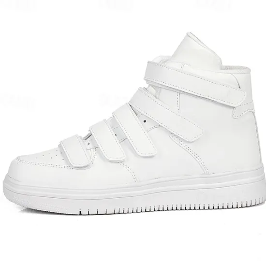 Hot OUKU Men's Red High-Top Velcro Sneakers with Non-Slip Sole - Stylish Casual Footwear