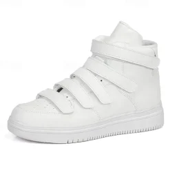 Hot OUKU Men's Red High-Top Velcro Sneakers with Non-Slip Sole - Stylish Casual Footwear