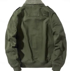 Outlet OUKU Men's Reindeer American US Flag Embroidered Fleece Jacket Cargo Jacket Long Sleeve Military Tactical Thermal Warm Coat Vintage Casual Style Cotton Bomber Jacket with Turn-down Collar khaki Army Green