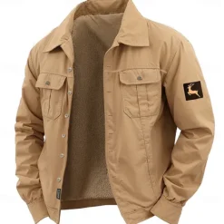 Clearance OUKU Men's Reindeer Work Shirt Western Shirt Cargo Shirt Long Sleeve Casual Sports & Outdoor Going out Fall Winter Turndown Button-Down Black Army Green Khaki