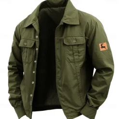 Clearance OUKU Men's Reindeer Work Shirt Western Shirt Cargo Shirt Long Sleeve Casual Sports & Outdoor Going out Fall Winter Turndown Button-Down Black Army Green Khaki