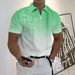 OUKU Men's Resort Hawaiian Polo Shirts Golf Shirt Short Sleeve Polo Shirts Collared Shirts Casual Beach Wear Vacation Wear Tropical Wear Party Outfits 3D Print Quarter Zip Polo Yellow Blue Purple
