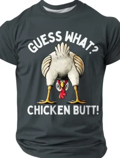 Sale OUKU Men's Rooster Funny T Shirt Short Sleeve T shirt Crew Neck Shirt Fashion Designer Party Street Black Blue Green Summer Spring Clothing Apparel S M L XL XXL XXXL