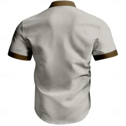 Hot OUKU Men's Rooster Shirt Western Shirt Cowboy Shirt Short Sleeve Western Style Outdoor Summer Spring Shirt Collar Black Khaki