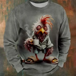 Sale OUKU Men's Rooster Sweatshirts Sweatshirt Long Sleeve Sweatshirt Crew Neck Fashion Cool Daily 3D Printing Sports Outdoor Holiday Streetwear Crewneck Winter Spring & Fall