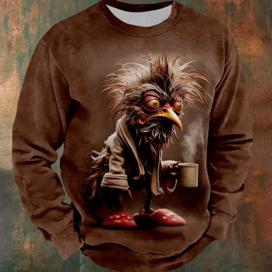 Sale OUKU Men's Rooster Sweatshirts Sweatshirt Long Sleeve Sweatshirt Crew Neck Fashion Cool Daily 3D Printing Sports Outdoor Holiday Streetwear Crewneck Winter Spring & Fall