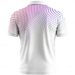 Online OUKU Men's Round Dots Geometic Polo Short Sleeve Polo Shirts Collared Shirts Casual School Outdoor Daily Wear Home Wear 3D Print Summer Purple Gray