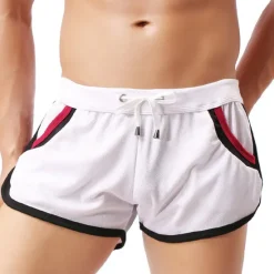 Sale OUKU Men's Running Shorts Athletic Shorts Drawstring with White Trim Bottoms Outdoor Home Cotton Breathable Comfortable Gym Workout Exercise & Fitness Leisure Sports Sportswear Activewear Fashion Black