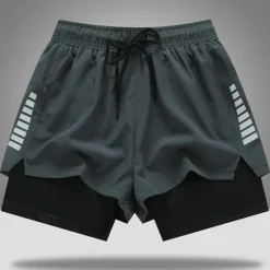 Best OUKU Men's Running Shorts Gym Shorts Sports Basketball Gym Breathable Quick Dry Drawstring Elastic Waist Liner Plain Short Sport Casual Activewear Black Micro-elastic Grey