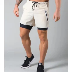 Discount OUKU Men's Running Shorts Gym Shorts Drawstring 2 in 1 Shorts Casual Athleisure Cotton Breathable Soft Sweat wicking Yoga Fitness Gym Workout Slim Fit Sportswear Activewear Solid Colored Black White Blue