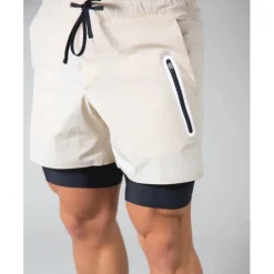 Discount OUKU Men's Running Shorts Gym Shorts Drawstring 2 in 1 Shorts Casual Athleisure Cotton Breathable Soft Sweat wicking Yoga Fitness Gym Workout Slim Fit Sportswear Activewear Solid Colored Black White Blue