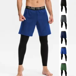 Discount OUKU Men's Running Shorts With Tights Compression Tights Leggings 2 in 1 with Phone Pocket High Waist Base Layer Sports & Outdoor Athletic Winter Spandex Breathable Quick Dry Moisture Wicking Fitness Gym