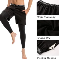 Discount OUKU Men's Running Shorts With Tights Compression Tights Leggings 2 in 1 with Phone Pocket High Waist Base Layer Sports & Outdoor Athletic Winter Spandex Breathable Quick Dry Moisture Wicking Fitness Gym