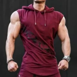 Online OUKU Men's Running Tank Top Workout Tank Sleeveless Tee Tshirt Athletic Spandex Breathable Moisture Wicking Soft Running Active Training Walking Sportswear Activewear Graphic Black Burgundy