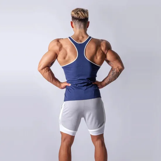 Sale OUKU Men's Running Tank Top Workout Tank Singlet Stripe-Trim Sleeveless Top Athletic Athleisure Summer Cotton Breathable Quick Dry Soft Fitness Performance Active Training Sportswear Activewear Stripes