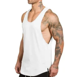 Sale OUKU Men's Running Tank Top Workout Tank Sleeveless Vest / Gilet Summer Cotton Breathable Quick Dry Yoga Fitness Running Sportswear Activewear Black White Green