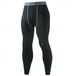 Clearance OUKU Men's Running Tights Leggings Compression Pants Base Layer Athletic Athleisure Spandex Breathable Quick Dry Moisture Wicking Fitness Gym Workout Running Sportswear Activewear Solid Colored Black