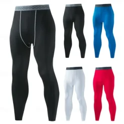 Clearance OUKU Men's Running Tights Leggings Compression Pants Base Layer Athletic Athleisure Spandex Breathable Quick Dry Moisture Wicking Fitness Gym Workout Running Sportswear Activewear Solid Colored Black