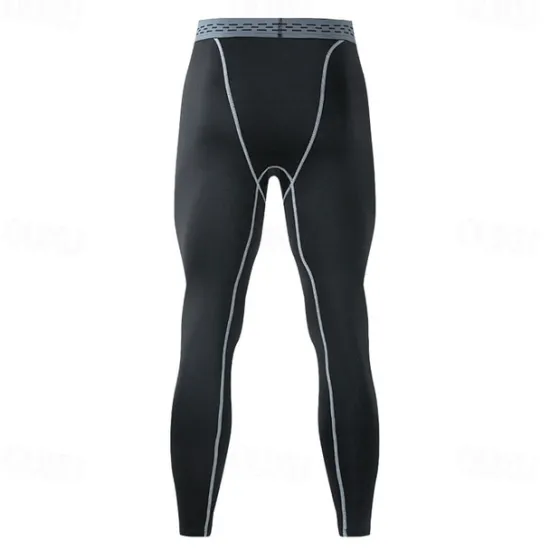 Clearance OUKU Men's Running Tights Leggings Compression Pants Base Layer Athletic Athleisure Spandex Breathable Quick Dry Moisture Wicking Fitness Gym Workout Running Sportswear Activewear Solid Colored Black