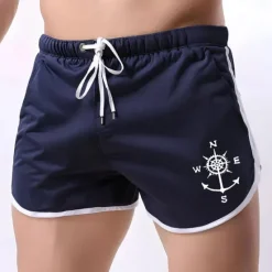 New OUKU Men's Sailboat Swim Shorts Board Shorts Swimming Trunks Mid Waist Fashion Designer Athletic Surfing Leisure Sports Holiday Pocket Drawstring Elastic Waist Designer Clothing Apparel