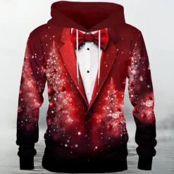 Sale OUKU Men's Santa Claus Hoodie Hoodies Sweatshirt Fashion Casual Long Sleeve Hooded Christmas Print Front Pocket Fall Winter Designer Drak Red