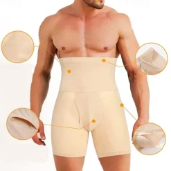 Best OUKU Men's Shapewear Going out Weekend Soft Tummy Control Hip Lift Up Body Sculpting Plain Short Gymnatics Casual Activewear Black Khaki