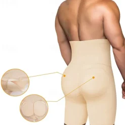Best OUKU Men's Shapewear Going out Weekend Soft Tummy Control Hip Lift Up Body Sculpting Plain Short Gymnatics Casual Activewear Black Khaki