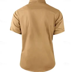 Best OUKU Men's Shark Letter Printed Work Shirt Western Shirt Cargo Shirt Short Sleeve Casual Tactical Sports Outdoor Going out Summer Spring Turndown Graphic Cotton Button Up Shirts Khaki Beige