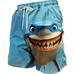 Clearance OUKU Men's Shark Novelty Sea Creatures Swim Trunks Swim Shorts Board Shorts Mid Waist Funny Outdoor Vacation Dailywear Side Pockets Mesh Lining Elastic Drawstring Waist Designer Clothing Apparel