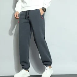 OUKU Men's Sherpa Athletic Pants Sweatpants Joggers Trousers Pocket Drawstring Elastic Waist Plain Comfort Warm Sports Outdoor Daily Fashion Casual ArmyGreen Black Micro-elastic