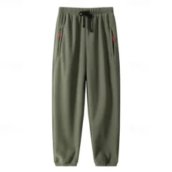 OUKU Men's Sherpa Athletic Pants Sweatpants Joggers Trousers Pocket Drawstring Elastic Waist Plain Comfort Warm Sports Outdoor Daily Fashion Casual ArmyGreen Black Micro-elastic