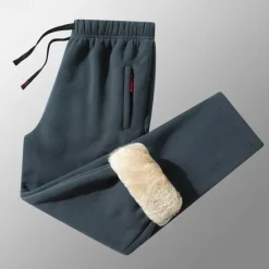 Best OUKU Men's Sherpa Athletic Pants Trousers Straight Leg Sweatpants Pocket Drawstring Elastic Waist Plain Comfort Warm Sports Outdoor Daily Fashion Casual ArmyGreen Black Micro-elastic