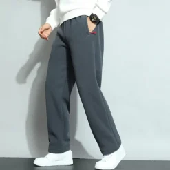 Best OUKU Men's Sherpa Athletic Pants Trousers Straight Leg Sweatpants Pocket Drawstring Elastic Waist Plain Comfort Warm Sports Outdoor Daily Fashion Casual ArmyGreen Black Micro-elastic