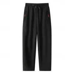 Best OUKU Men's Sherpa Athletic Pants Trousers Straight Leg Sweatpants Pocket Drawstring Elastic Waist Plain Comfort Warm Sports Outdoor Daily Fashion Casual ArmyGreen Black Micro-elastic