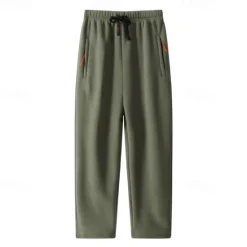 Best OUKU Men's Sherpa Athletic Pants Trousers Straight Leg Sweatpants Pocket Drawstring Elastic Waist Plain Comfort Warm Sports Outdoor Daily Fashion Casual ArmyGreen Black Micro-elastic