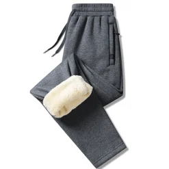 Online OUKU Men's Sherpa Fleece Pants Sweatpants Joggers Winter Pants Pocket Drawstring Straight Leg Solid Color Thermal Warm Windproof Sports Outdoor Daily Classic Thicken Slim Black Grey