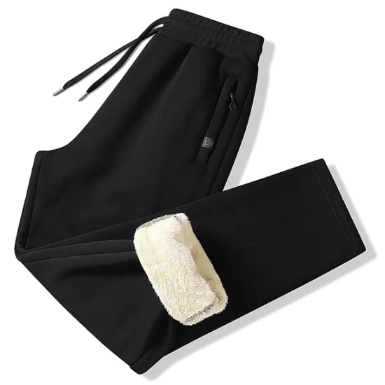 Online OUKU Men's Sherpa Fleece Pants Sweatpants Joggers Winter Pants Pocket Drawstring Straight Leg Solid Color Thermal Warm Windproof Sports Outdoor Daily Classic Thicken Slim Black Grey